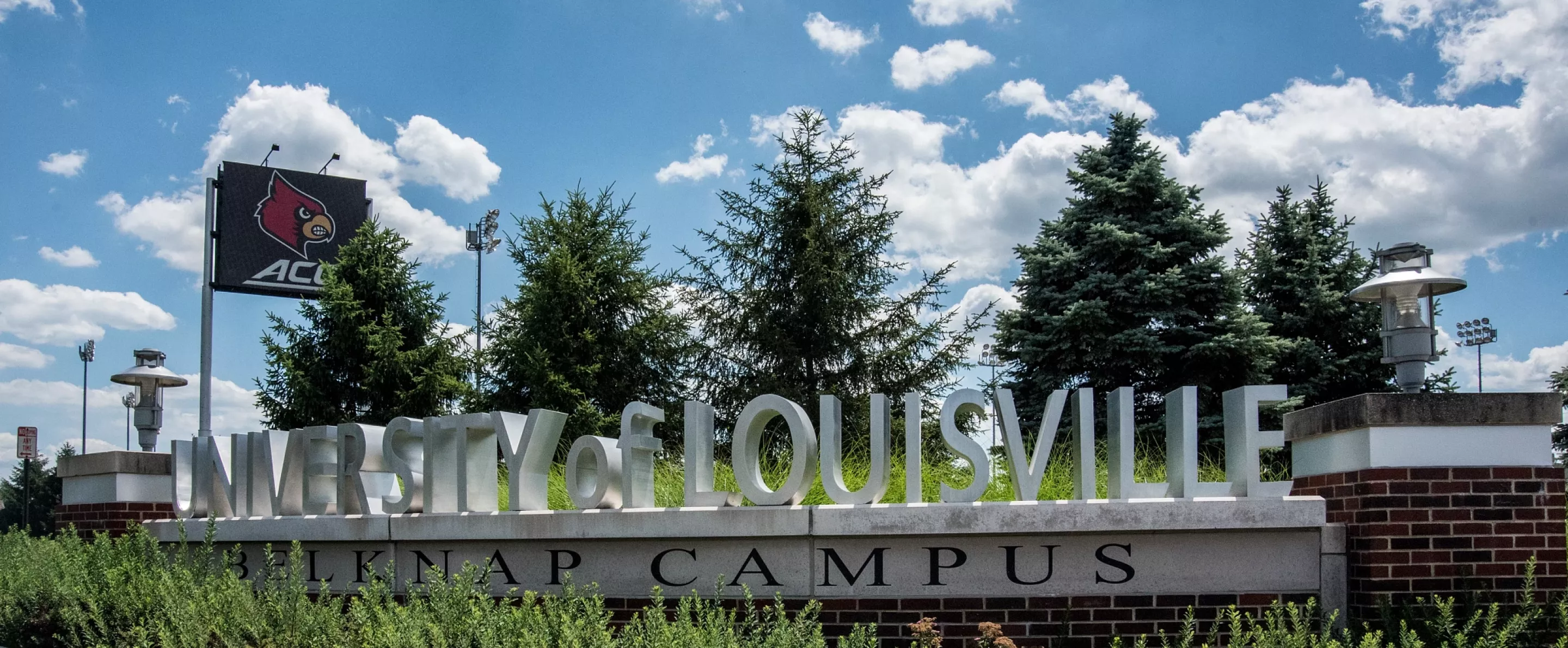 Belknap Campus entrance on the corner of Arthur St. and Cardinal Blvd.