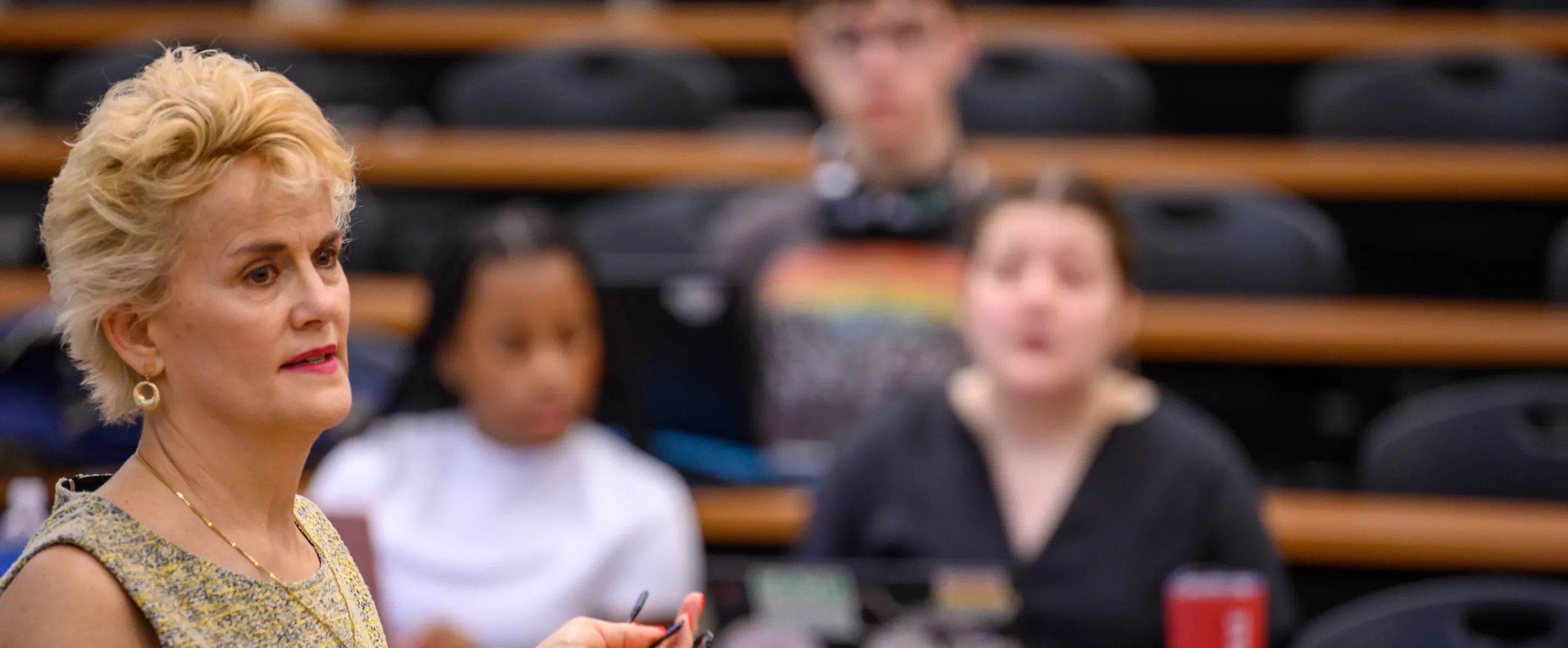 Mary Ashlock teaching in Strickler Hall.