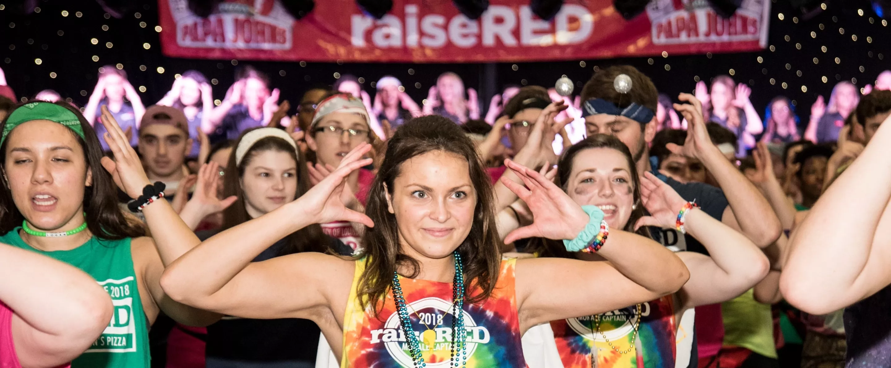Students participating in a raiseRED dance marathon, to raise funds for charity