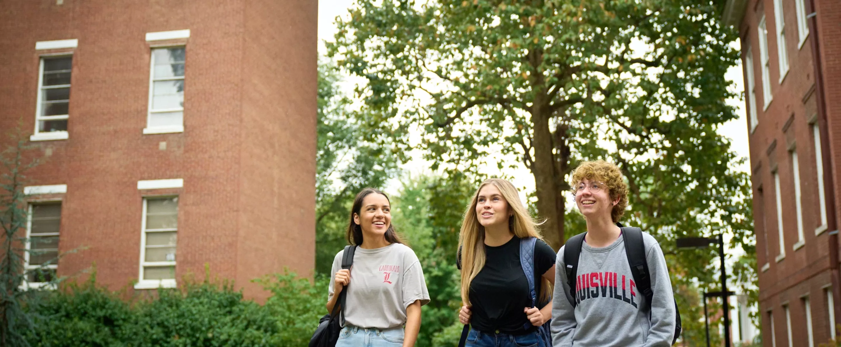 Students walking outside in the quad.