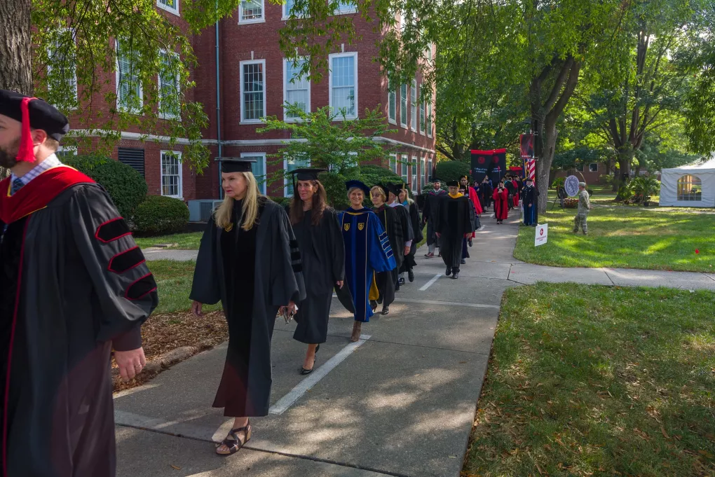 Faculty procession towards the start of the inauguration ceremony.