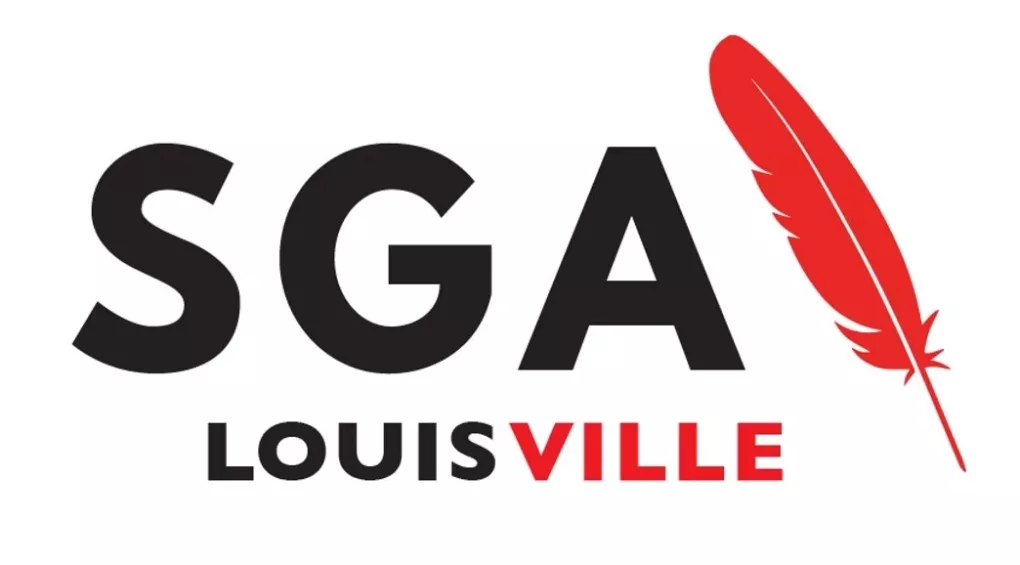 SGA Louisville Logo with Red Feather