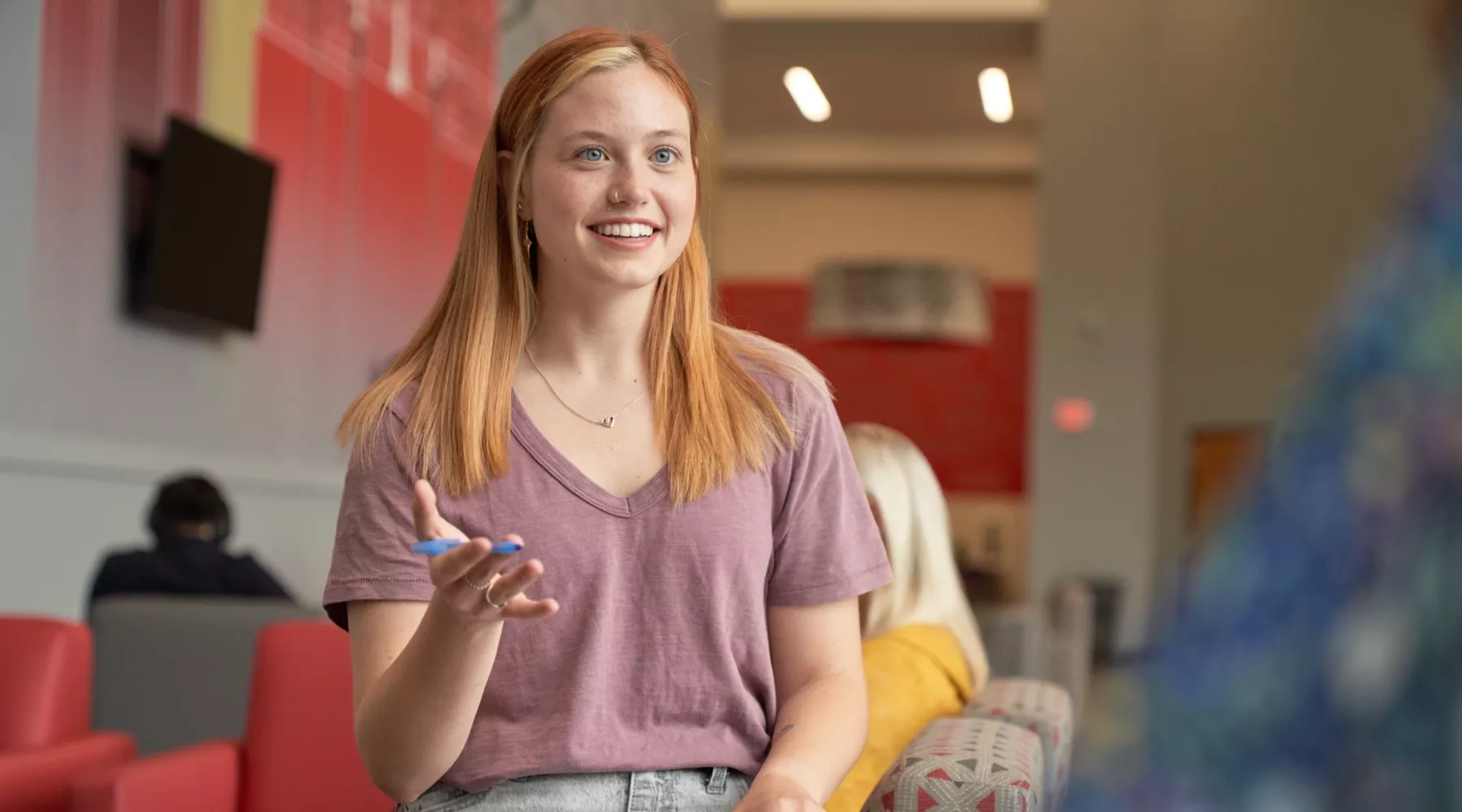 Student talking in the SAC.