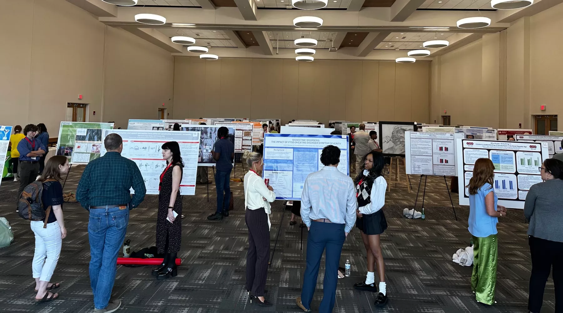 Students at research event