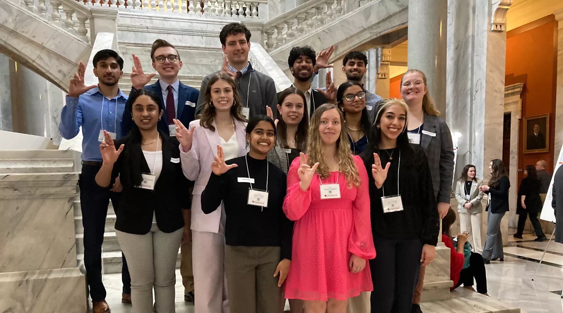 Students at research event