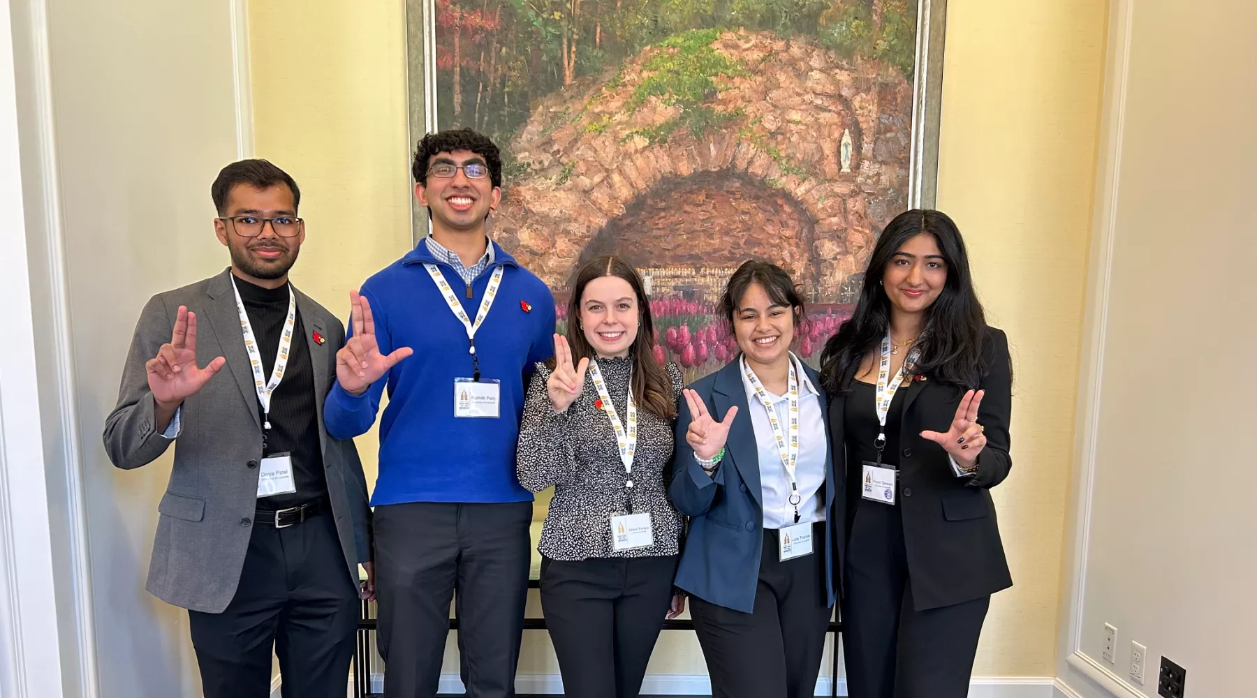 Students at research event