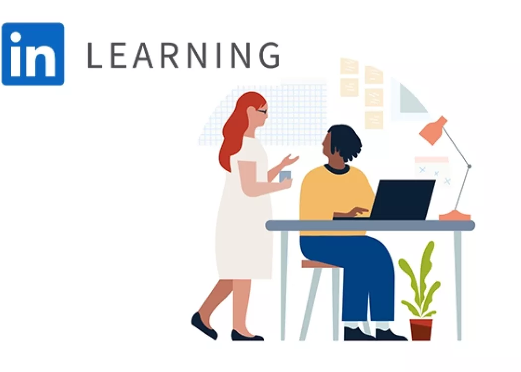 LinkedIn Learning graphic of two people collaborating.