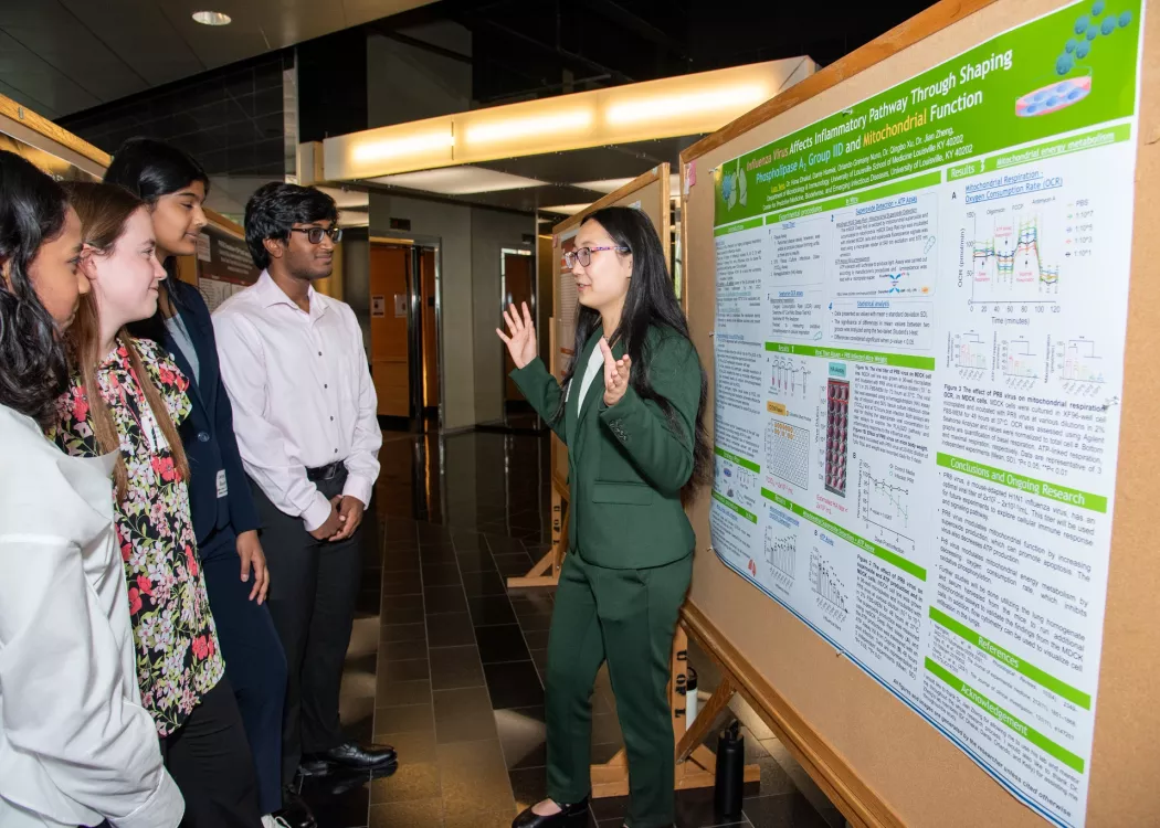 Students at research event