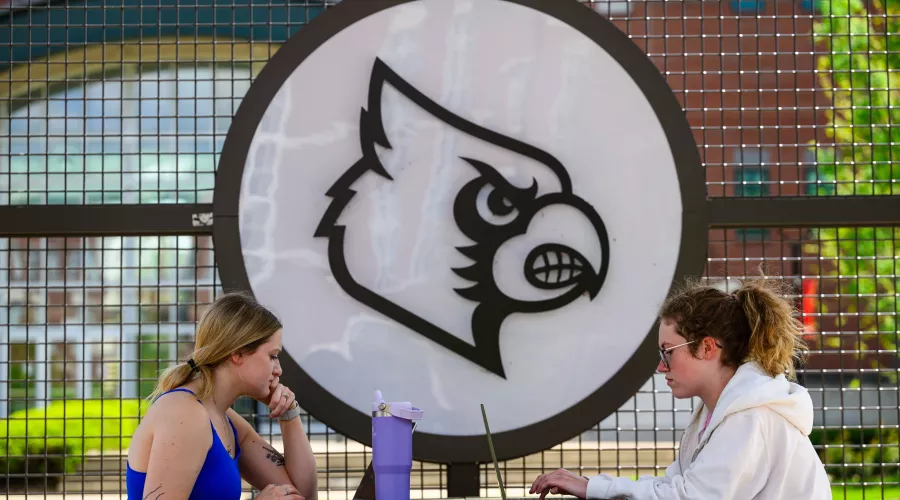 Close up of students working in The 2020 Quad.
