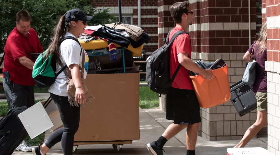 Students move into their dorm housing.