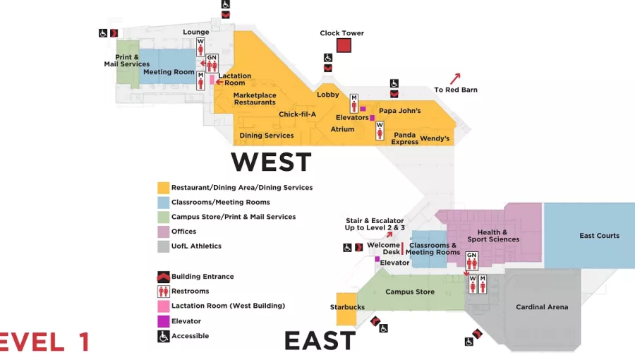 Student Activities Center Tenants Location Level 1 East