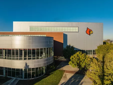 High-angle shot of the exterior of the Student Recreation Center